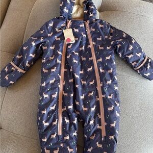 Purple and pink toddler Snowsuit with Deer Print 12-18 mos